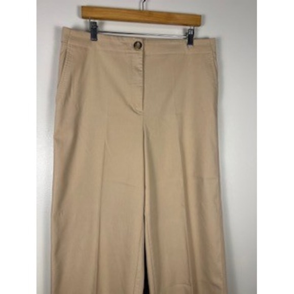 Ann Taylor Women Tan Cropped Wide Leg Pants Size 14 Cotton Blend - Picture 8 of 14